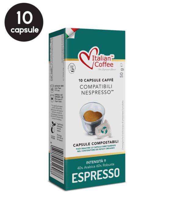 10 Capsule Italian Coffee Espresso – Compatibile Nespresso