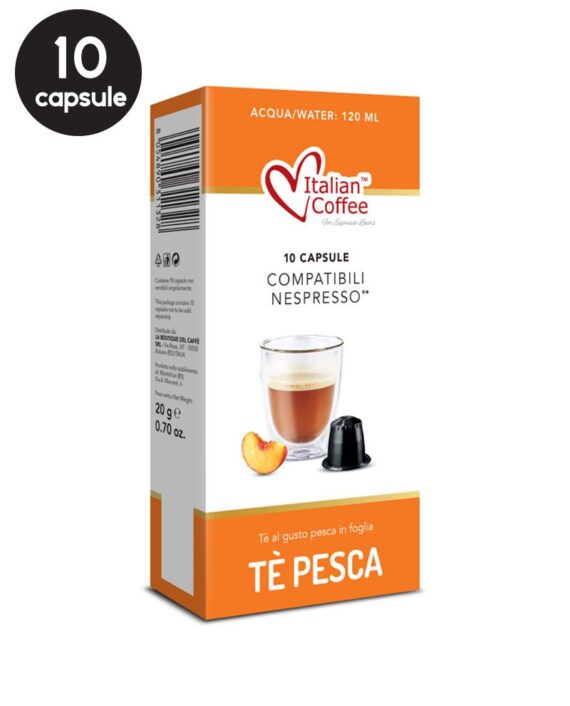 10 Capsule Italian Coffee Ceai Piersici – Compatibile Nespresso
