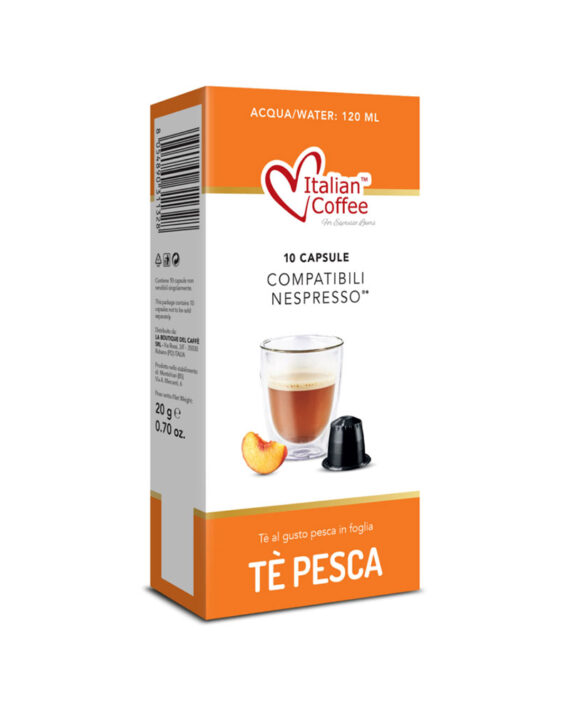 10 Capsule Italian Coffee Ceai Piersici – Compatibile Nespresso