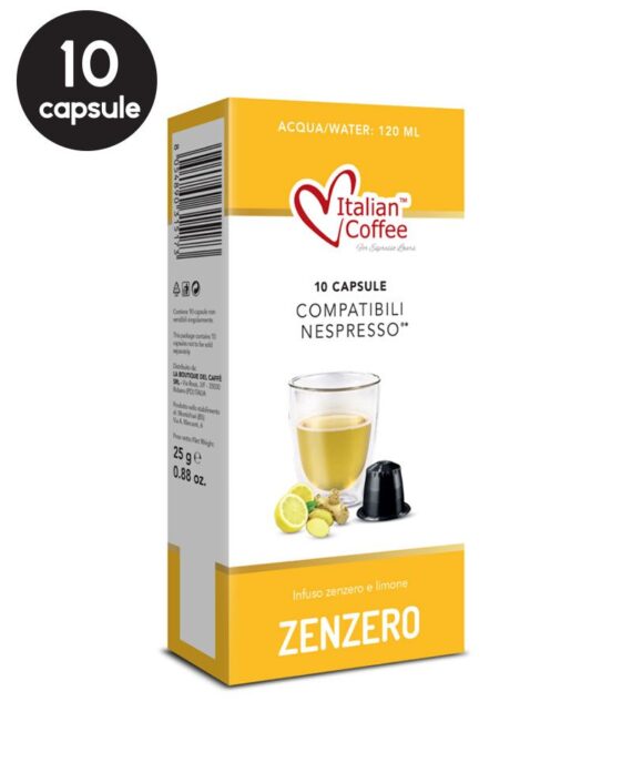 10 Capsule Italian Coffee Ceai Ghimbir si Lamaie – Compatibile Nespresso