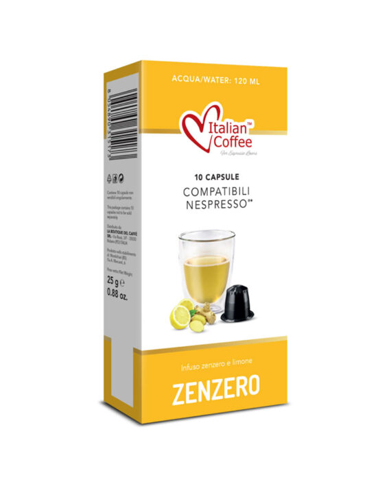 10 Capsule Italian Coffee Ceai Ghimbir si Lamaie – Compatibile Nespresso