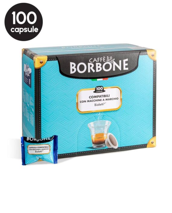 100 Capsule Borbone Espresso Miscela Blu - Compatibile Bialetti