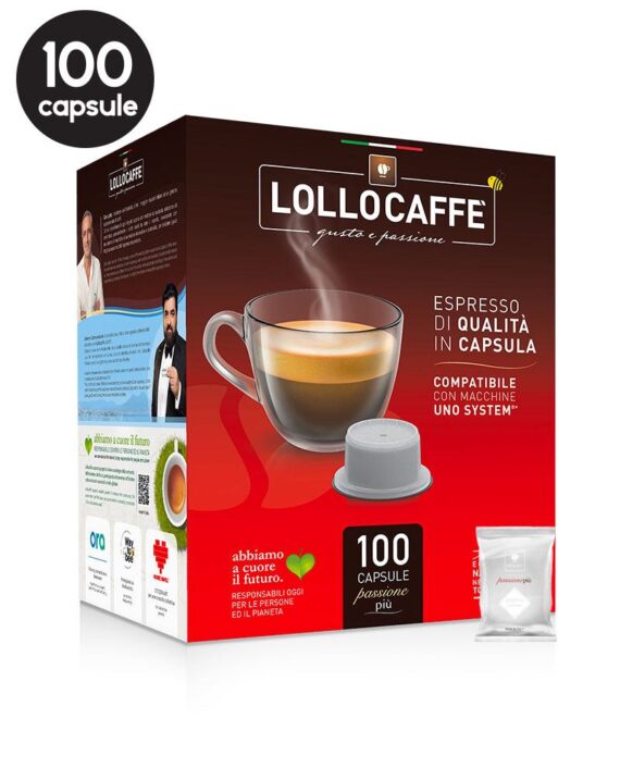 100 Capsule Lollo Caffe Miscela Argento – Compatibile Uno System