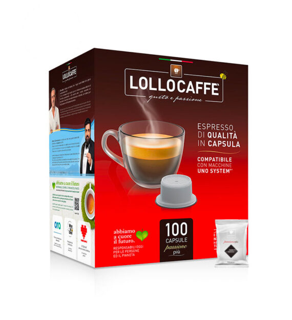 100 Capsule Lollo Caffe Miscela Nera – Compatibile Uno System