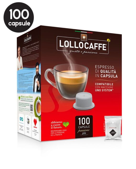 100 Capsule Lollo Caffe Miscela Nera – Compatibile Uno System