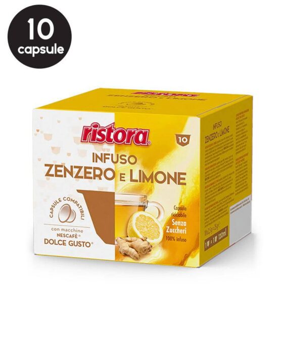 10 Capsule Ristora Ceai Ghimbir si Lamaie - Compatibile Dolce Gusto