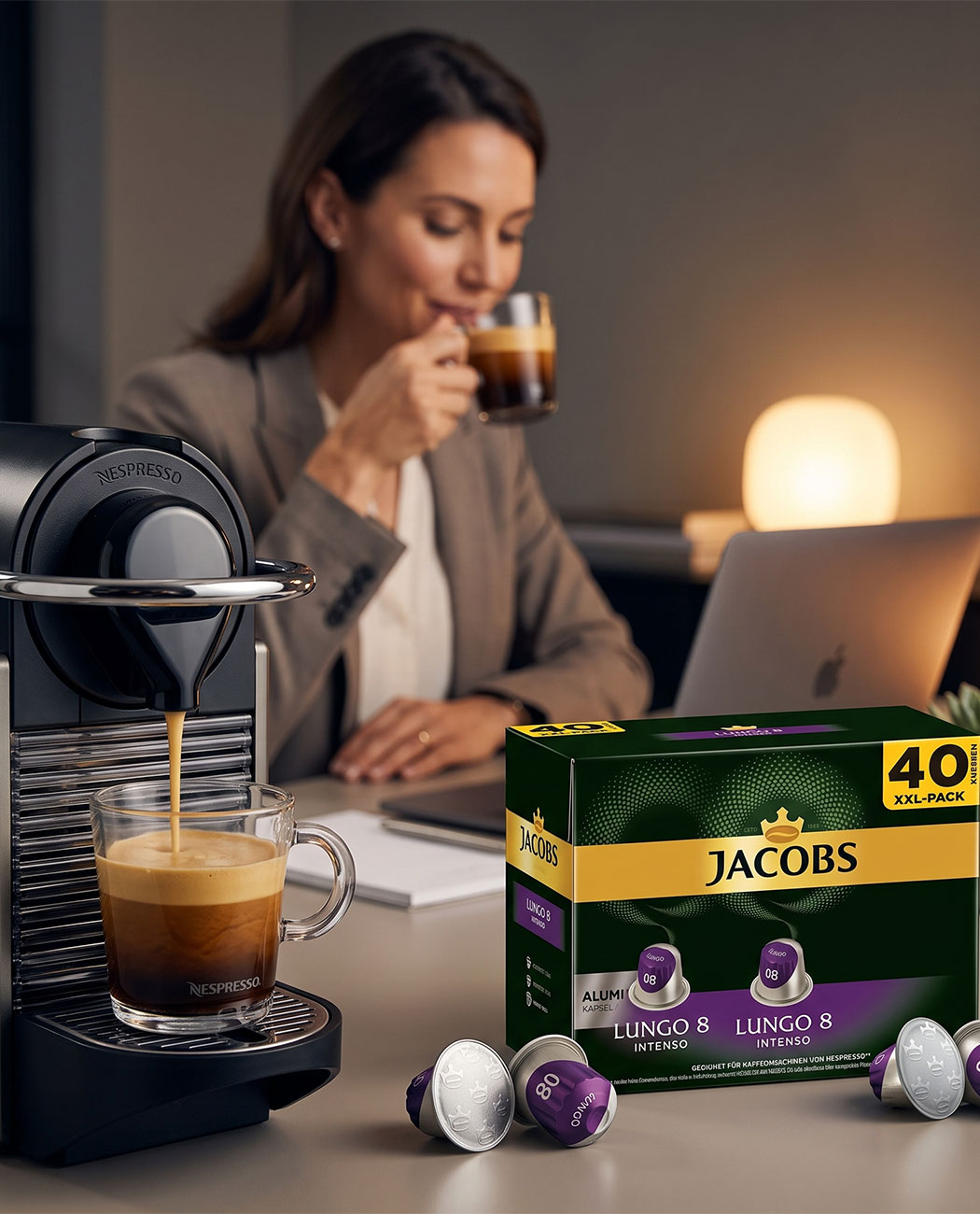40 Capsule Jacobs Espresso Lungo Intenso - Compatibile Nespresso 40 Capsule Jacobs Espresso Lungo Intenso - Compatibile Nespresso, imaginea 2 – Kafferoma