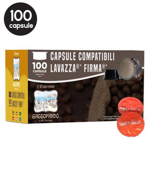 100 Capsule Caffe Gattopardo Gusto Ricco – Compatibile Lavazza Firma