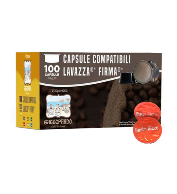 100 Capsule Caffe Gattopardo Gusto Ricco – Compatibile Lavazza Firma