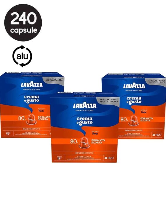 240 Capsule Aluminiu Lavazza Crema e Gusto Forte – Compatibile Nespresso