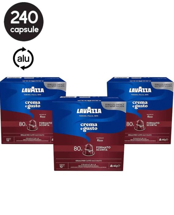 240 Capsule Aluminiu Lavazza Crema e Gusto Ricco – Compatibile Nespresso