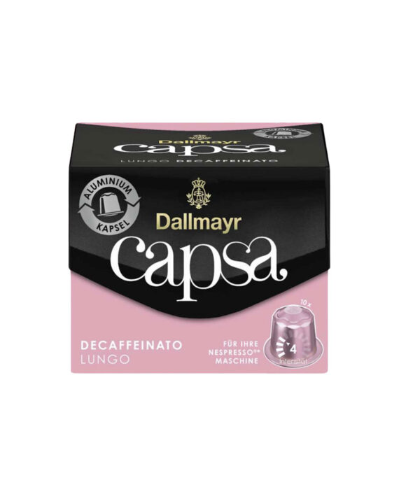 10 Capsule Aluminiu Dallmayr Capsa Lungo Decaffeinato – Compatibile Nespresso