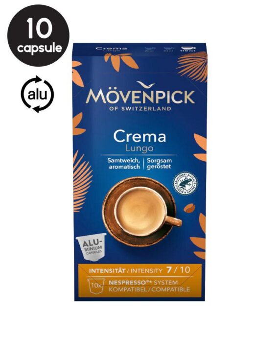 10 Capsule Aluminiu Movenpick Crema Lungo - Compatibile Nespresso
