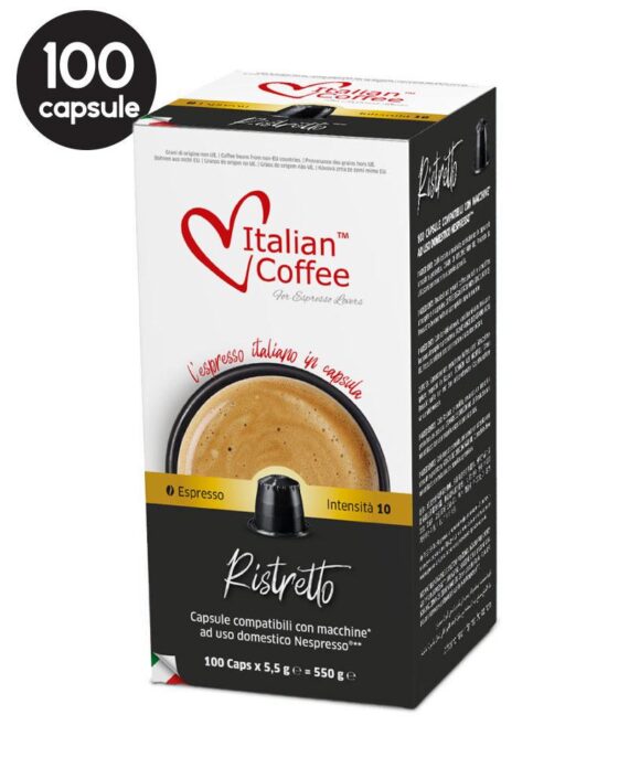 100 Capsule Italian Coffee Espresso Ristretto – Compatibile Nespresso