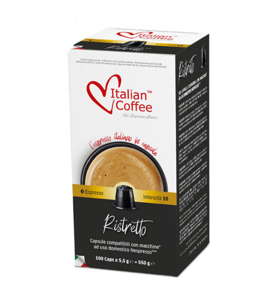 100 Capsule Italian Coffee Espresso Ristretto – Compatibile Nespresso
