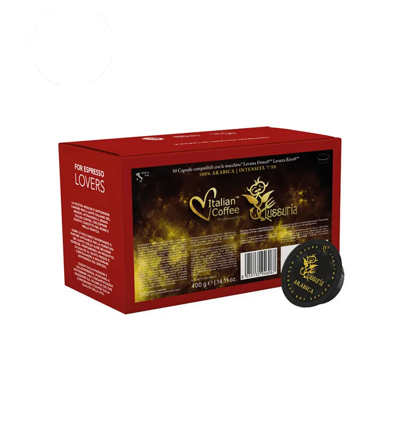 50 Capsule Italian Coffee Espresso Lussuria - Compatibile Lavazza Firma 50 Capsule Italian Coffee Espresso Lussuria - Compatibile Lavazza Firma