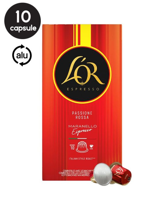 10 Capsule L'Or Passione Rossa Espresso Maranello  – Compatibile Nespresso