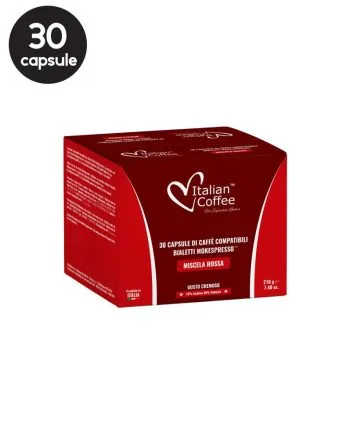 30 Capsule Italian Coffee Miscela Rossa - Compatibile Bialetti