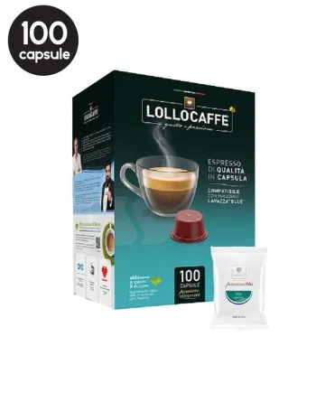 100 Capsule Lollo Caffe Miscela Dek - Compatibile Lavazza Blue