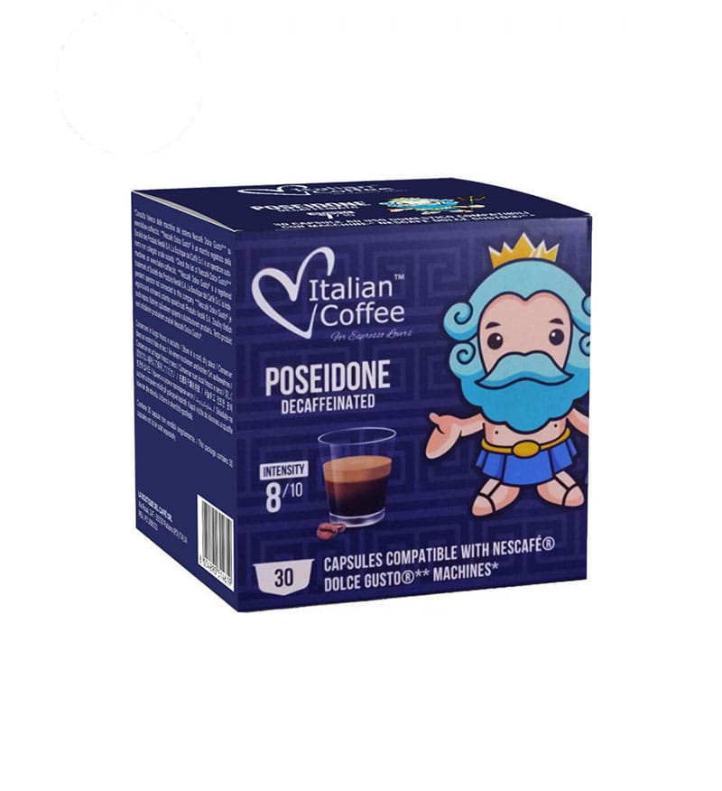 30 Capsule Italian Coffee Poseidone Decaffeinated - Compatibile Dolce Gusto 30 Capsule Italian Coffee Poseidone Decaffeinated - Compatibile Dolce Gusto
