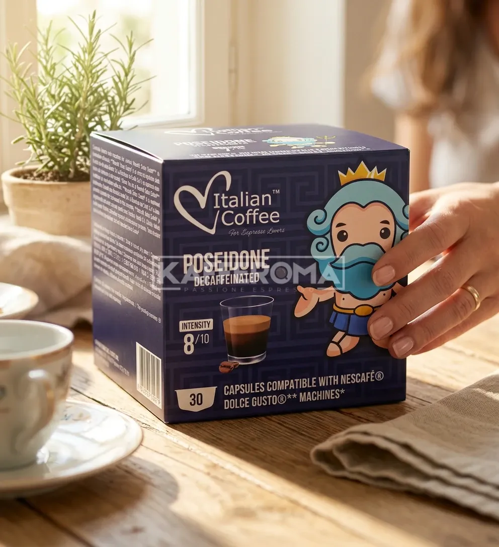 30 Capsule Italian Coffee Poseidone Decaffeinated - Compatibile Dolce Gusto 30 Capsule Italian Coffee Poseidone Decaffeinated - Compatibile Dolce Gusto