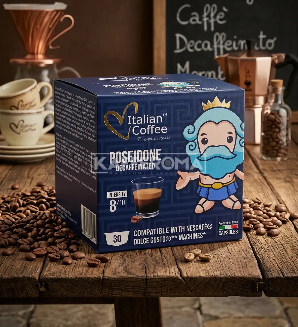 30 Capsule Italian Coffee Poseidone Decaffeinated - Compatibile Dolce Gusto 30 Capsule Italian Coffee Poseidone Decaffeinated - Compatibile Dolce Gusto