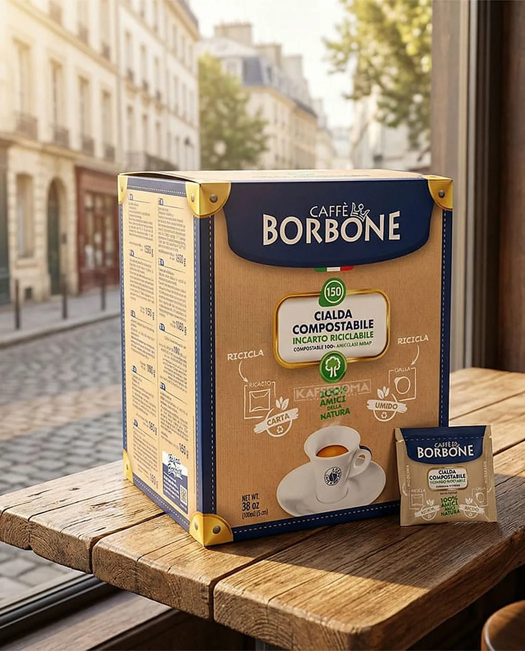 100 Paduri Biodegradabile Borbone Espresso Miscela Nera - Compatibile ESE44 100 Paduri Biodegradabile Borbone Espresso Miscela Nera - Compatibile ESE44, imaginea 3 – Kafferoma