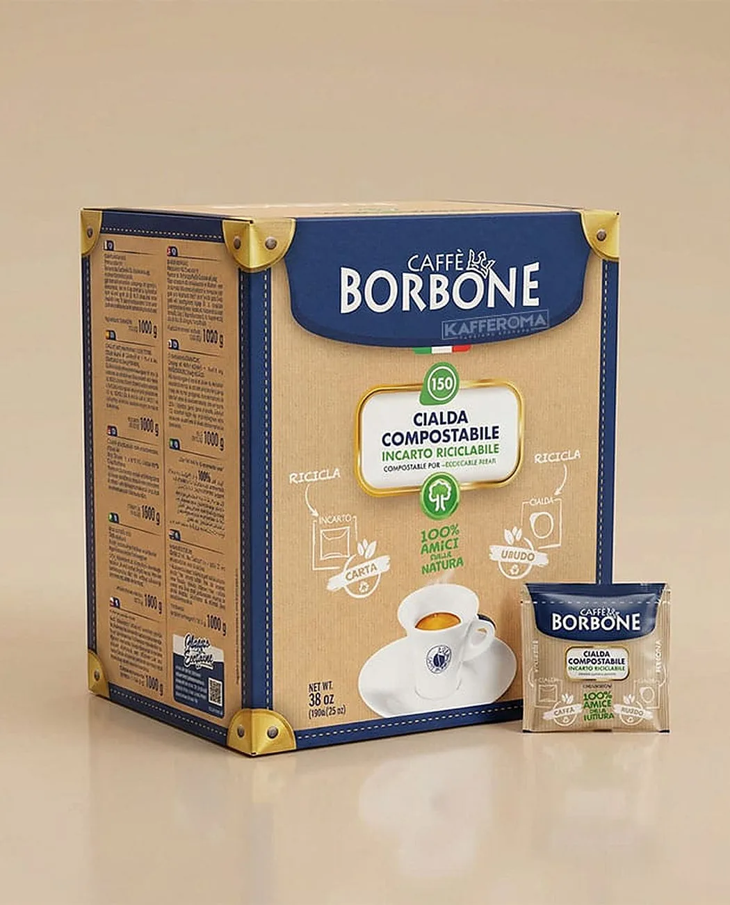 100 Paduri Biodegradabile Borbone Espresso Miscela Nera - Compatibile ESE44 100 Paduri Biodegradabile Borbone Espresso Miscela Nera - Compatibile ESE44, imaginea 2 – Kafferoma
