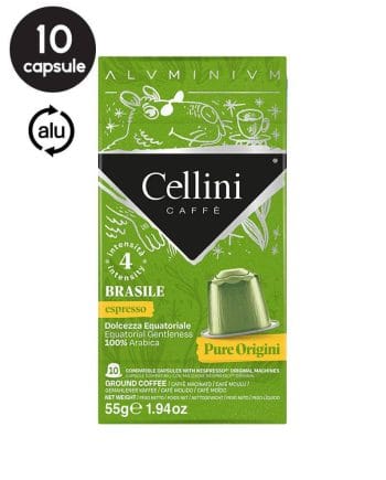 10 Capsule Aluminiu Cellini Espresso Brasile – Compatibile Nespresso