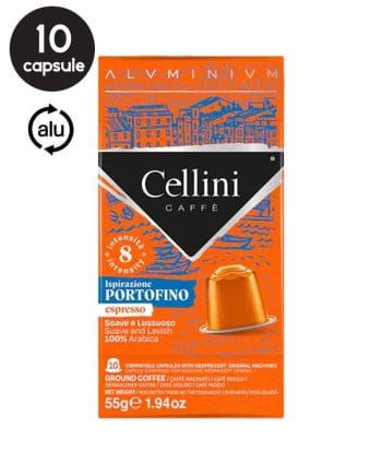 10 Capsule Aluminiu Cellini Espresso Portofino – Compatibile Nespresso