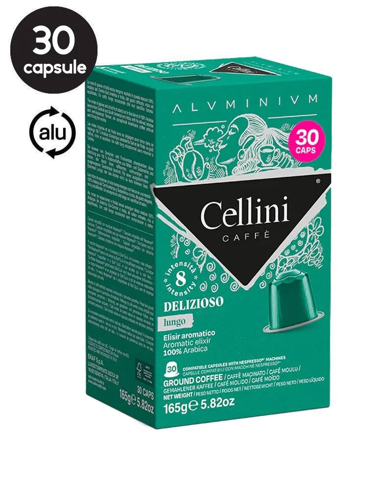 30 Capsule Aluminiu Cellini Deliziozo Lungo – Compatibile Nespresso 30 Capsule Aluminiu Cellini Deliziozo Lungo – Compatibile Nespresso