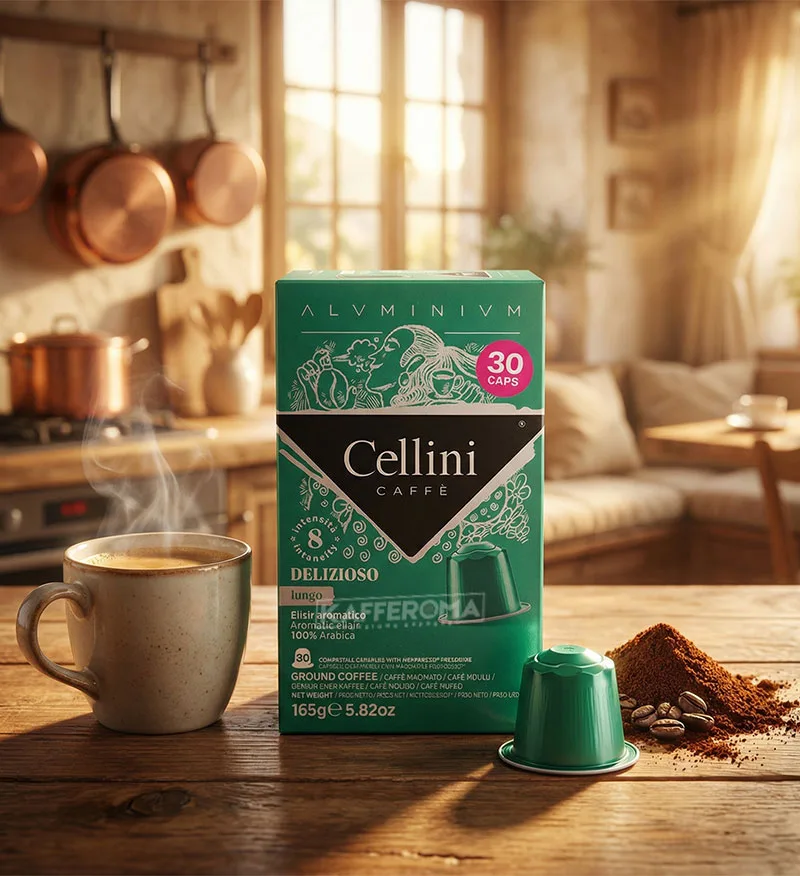 30 Capsule Aluminiu Cellini Deliziozo Lungo – Compatibile Nespresso 30 Capsule Aluminiu Cellini Deliziozo Lungo – Compatibile Nespresso