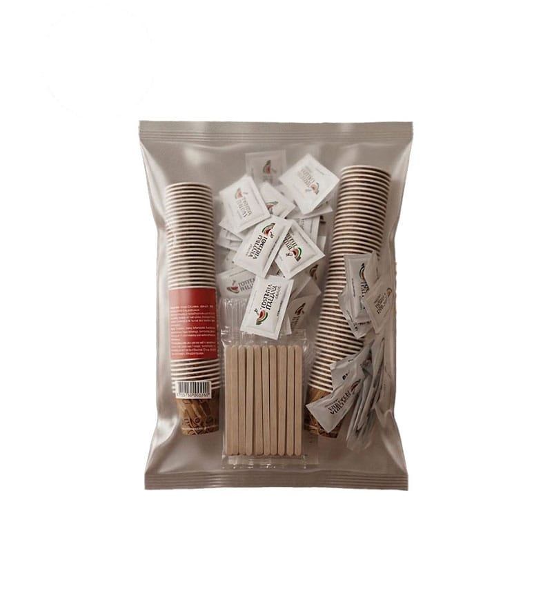Kit Accesorii Tosteria Italiana - 100 pahare carton, 100 palete, 100 pliculete zahar Kit Accesorii Tosteria Italiana - 100 pahare carton, 100 palete, 100 pliculete zahar
