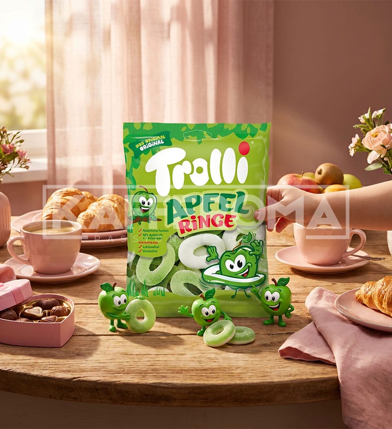 Bomboane Gumate Trolli Apfel Ringe 150gr. Bomboane Gumate Trolli Apfel Ringe 150gr.