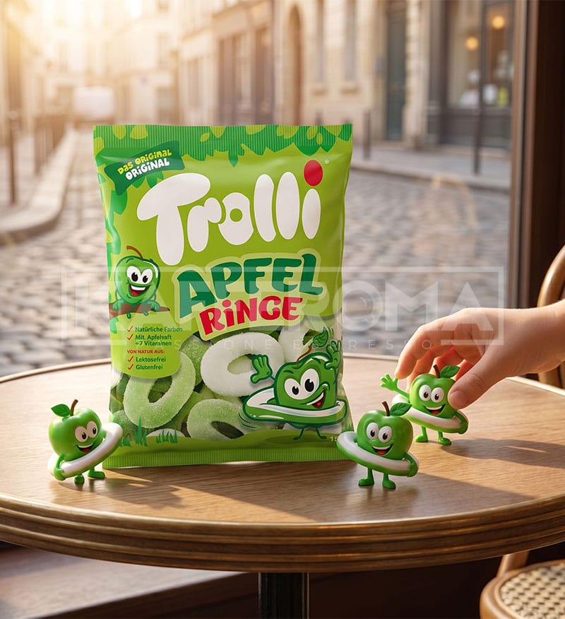 Bomboane Gumate Trolli Apfel Ringe 150gr. Bomboane Gumate Trolli Apfel Ringe 150gr.