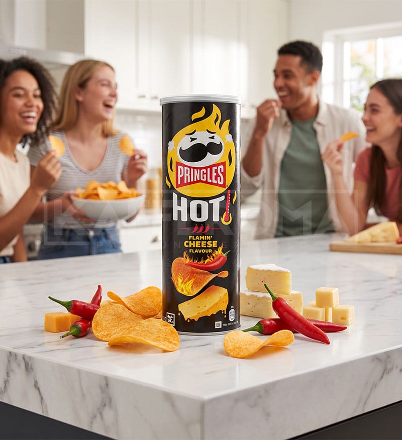 Pringles Chips Hot Flamin Cheese Flavour 160gr. Pringles Chips Hot Flamin Cheese Flavour 160gr.