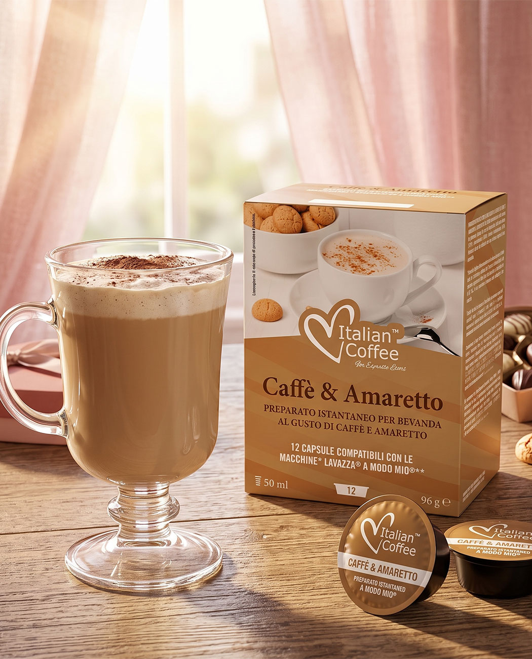 12 Capsule Italian Coffee Amaretto – Compatibile A Modo Mio 12 Capsule Italian Coffee Amaretto – Compatibile A Modo Mio, imaginea 3 – Kafferoma
