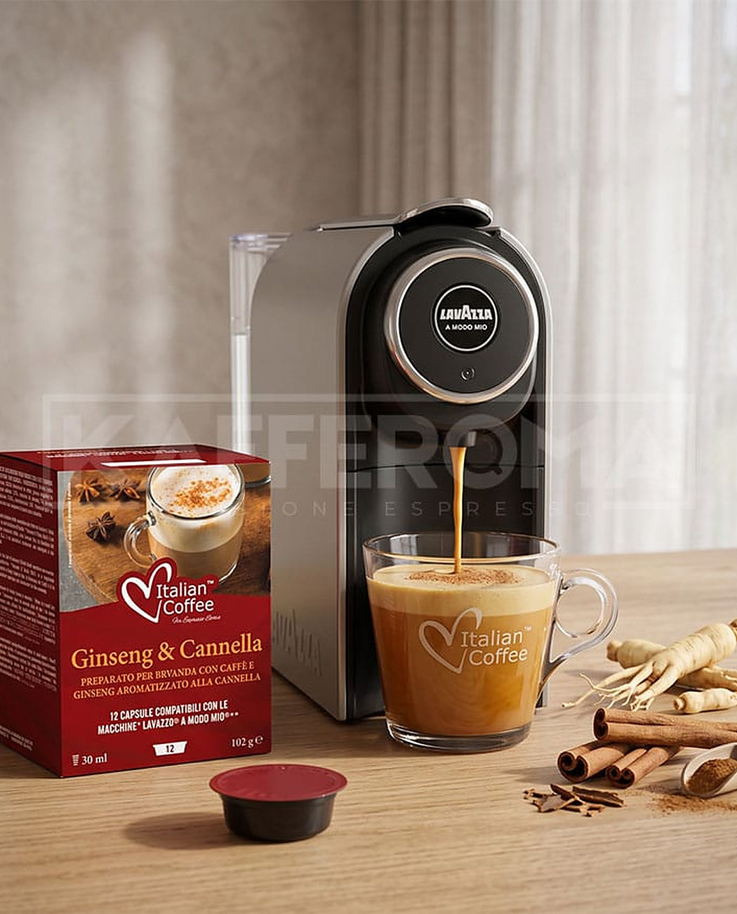 12 Capsule Italian Coffee Ginseng si Scortisoara – Compatibile A Modo Mio 12 Capsule Italian Coffee Ginseng si Scortisoara – Compatibile A Modo Mio, imaginea 3 – Kafferoma