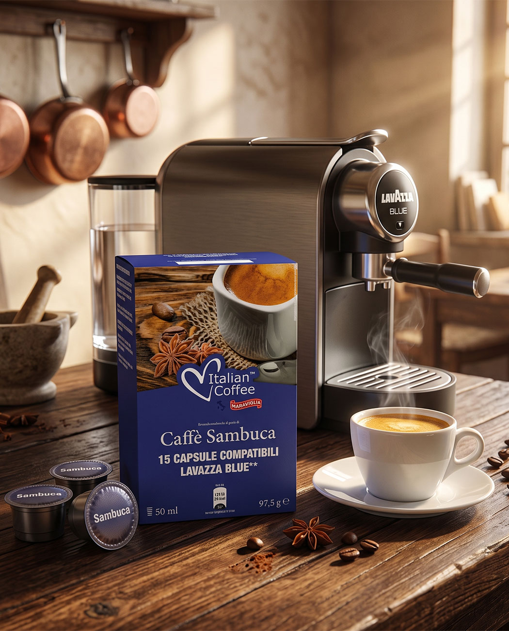 15 Capsule Italian Coffee Sambuca – Compatibile Lavazza Blue 15 Capsule Italian Coffee Sambuca – Compatibile Lavazza Blue, imaginea 3 – Kafferoma