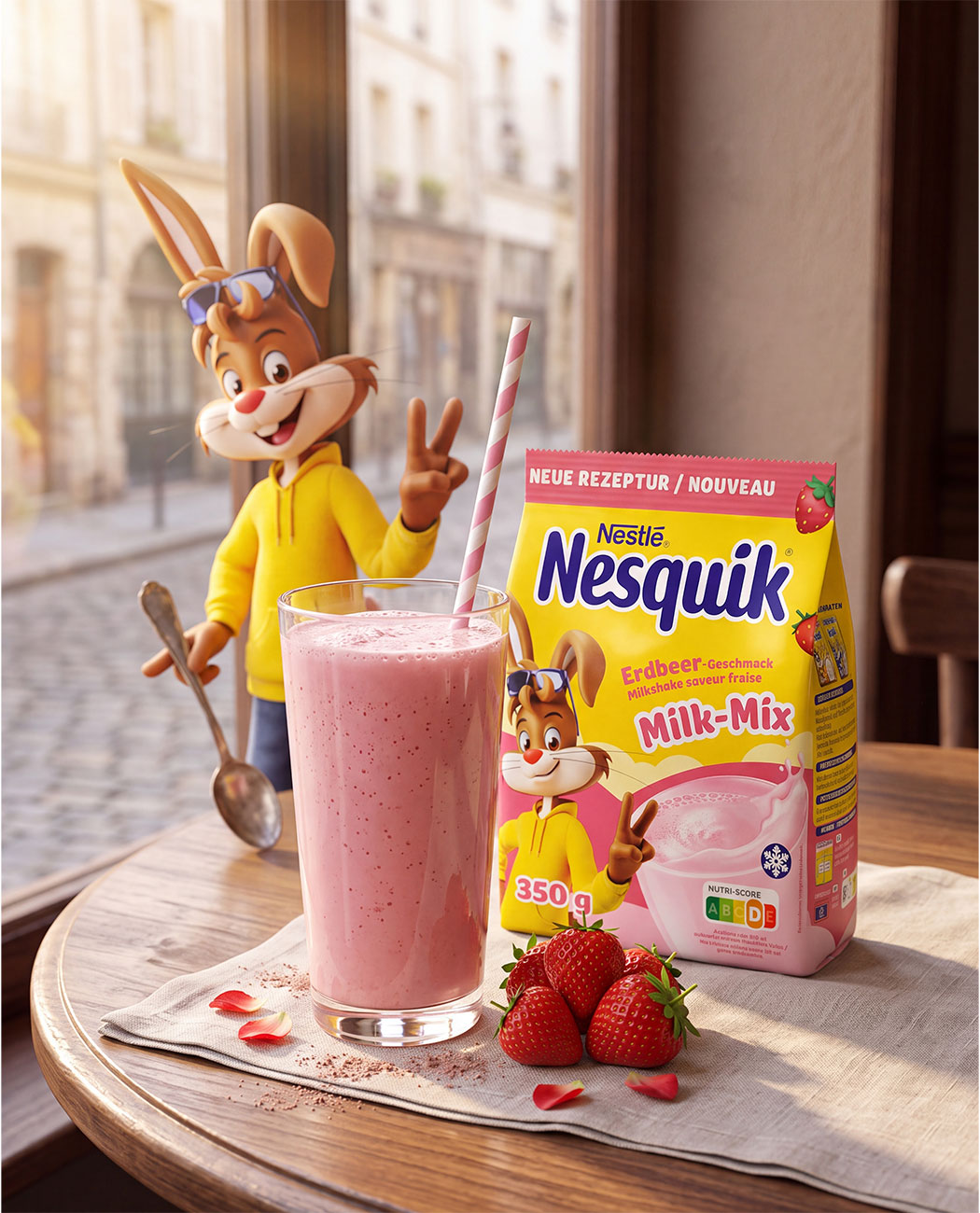 Nesquik cu gust de căpșuni, pudră pentru lapte, 350 gr. Nesquik cu gust de căpșuni, pudră pentru lapte, 350 gr., imaginea 5 – Kafferoma