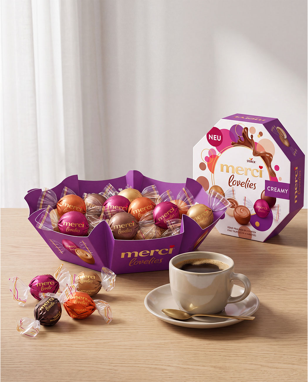 Praline Lovelies Creamy, 4 sortimente, 185 gr. Praline Lovelies Creamy, 4 sortimente, 185 gr., imaginea 5 – Kafferoma